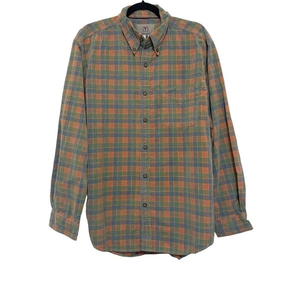 Vintage The Territory Ahead Corduroy Checkered Red & Green Button Down Shirt - Picture 1 of 3
